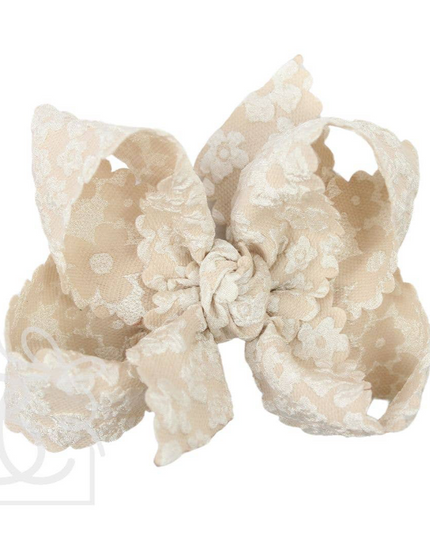 4’5” Scalloped Lace Bow: Oatmeal