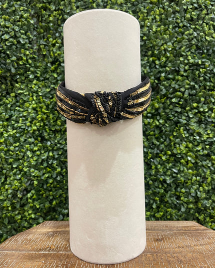 Black & Gold Sequin Headband