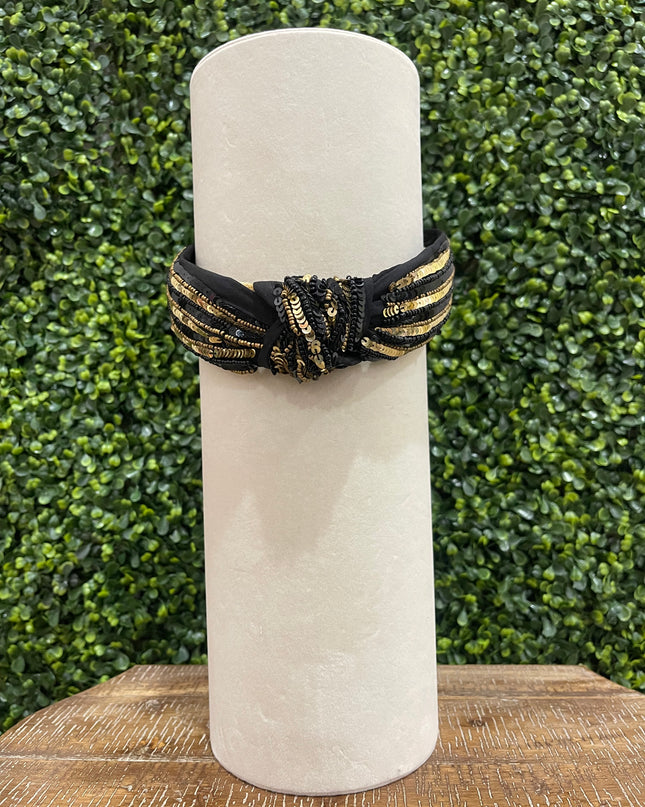 Black & Gold Sequin Headband