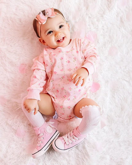 Pink Rose Long Sleeve Romper