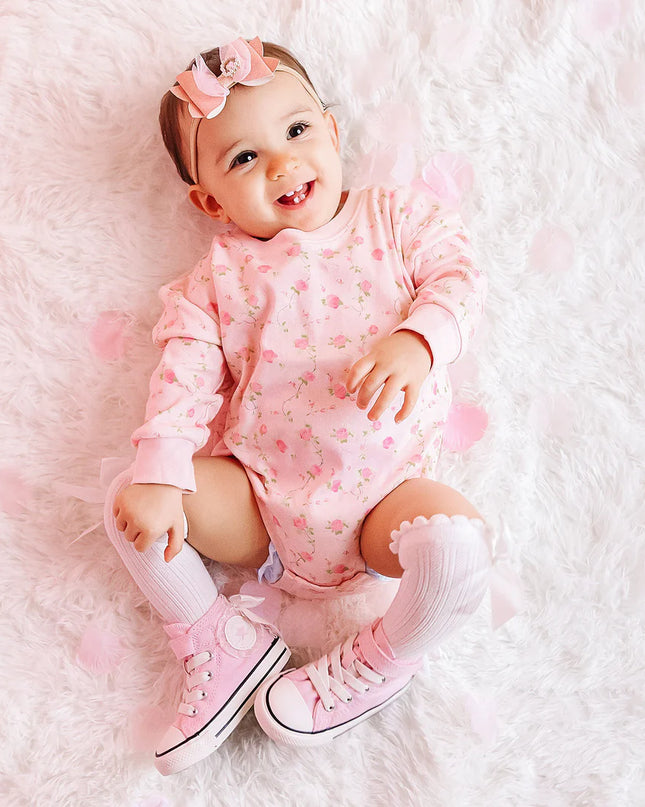Pink Rose Long Sleeve Romper