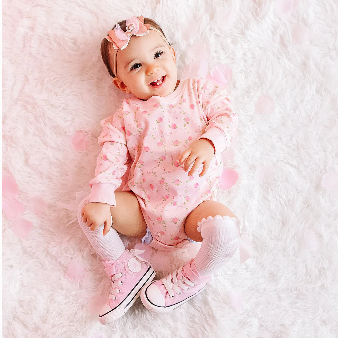 Pink Rose Long Sleeve Romper
