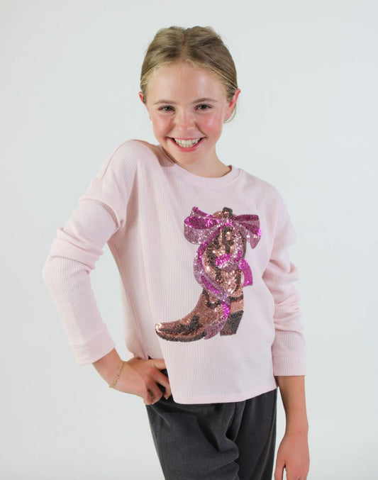 Sequins Western Boot Sweatshirt