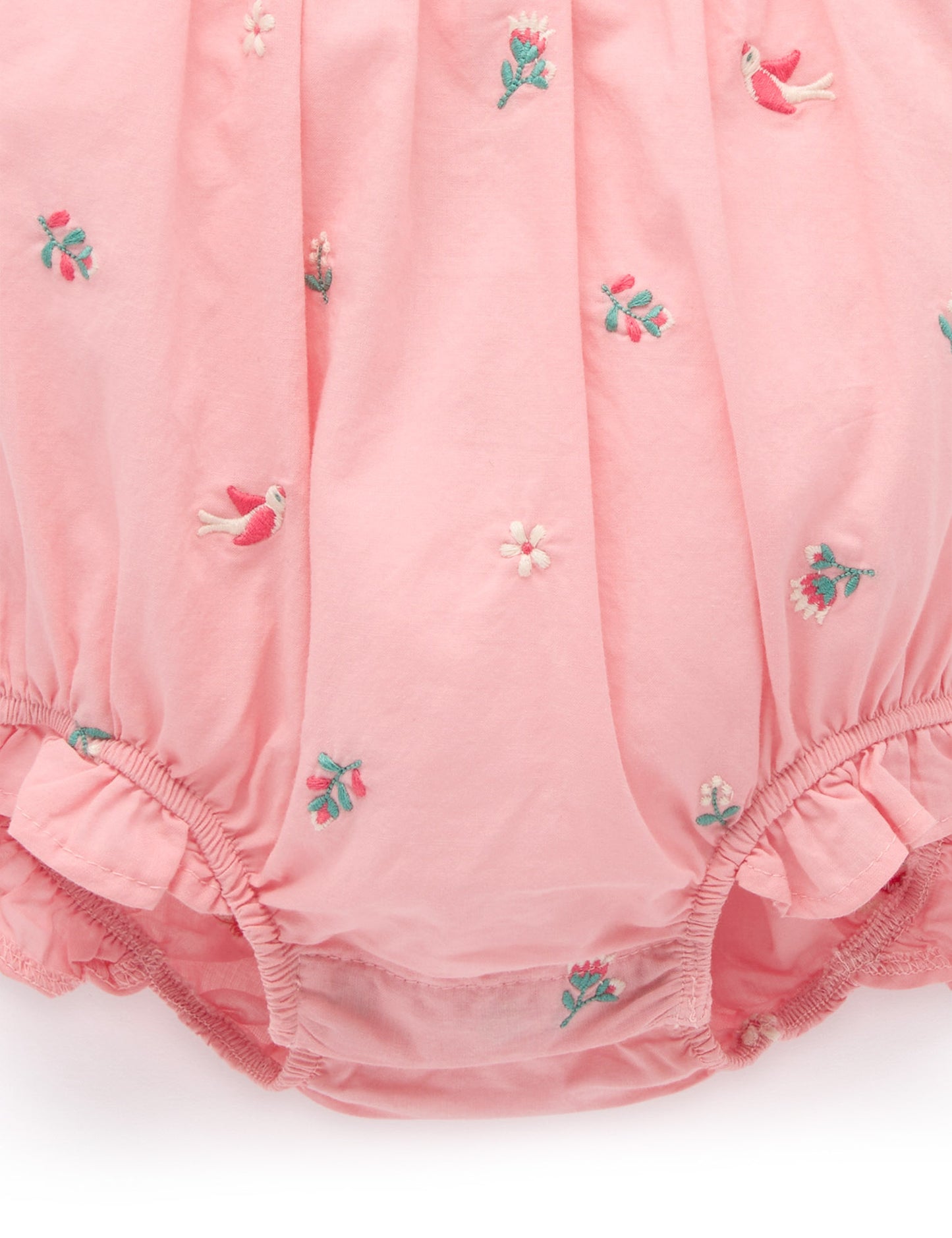 Pink Ruffled Embroidered Bodysuit