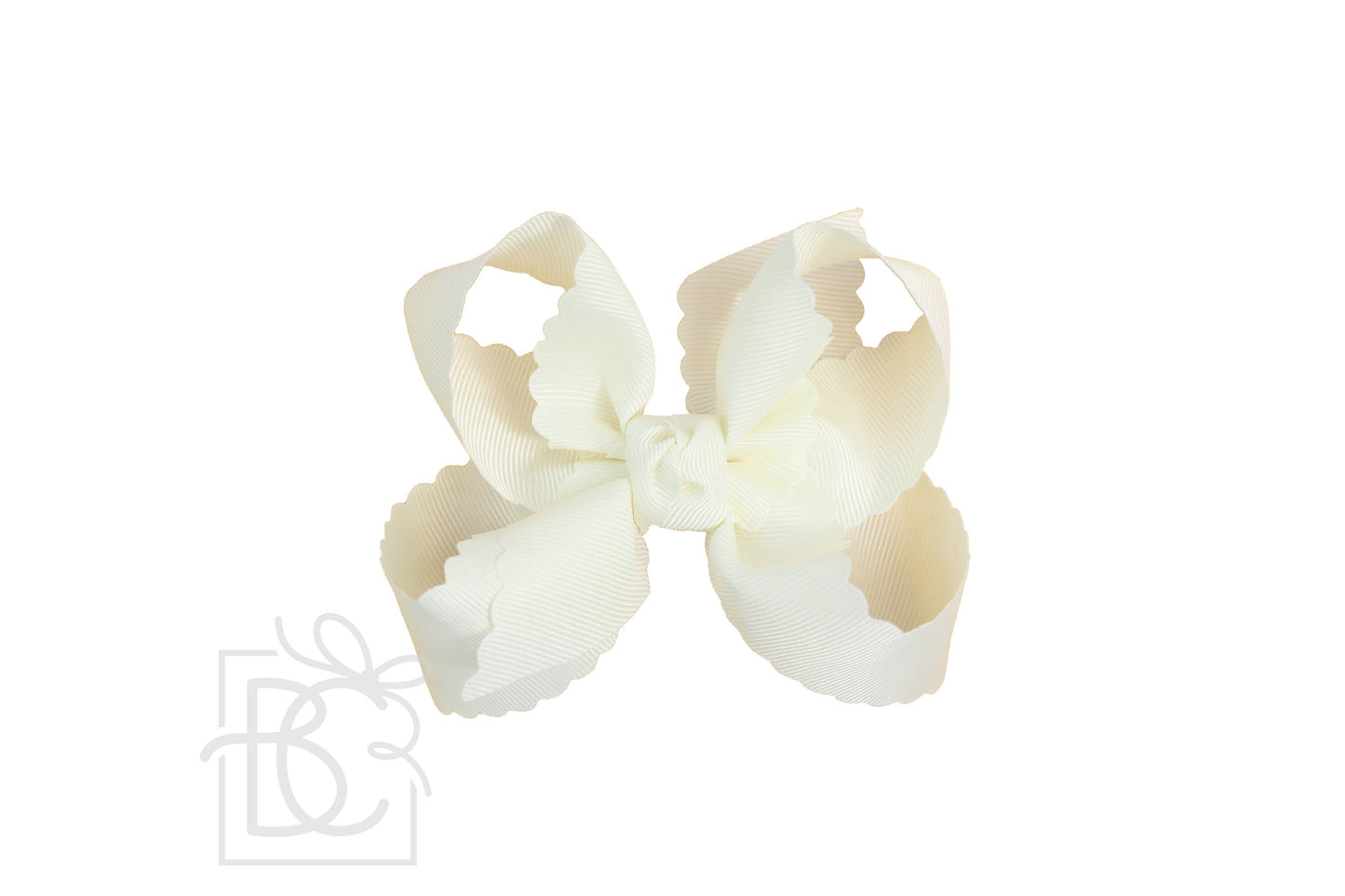 SCALLOPED EDGE BOW: Black / 5.5" Extra Large - 2.25" Ribbon on Alligator Clip