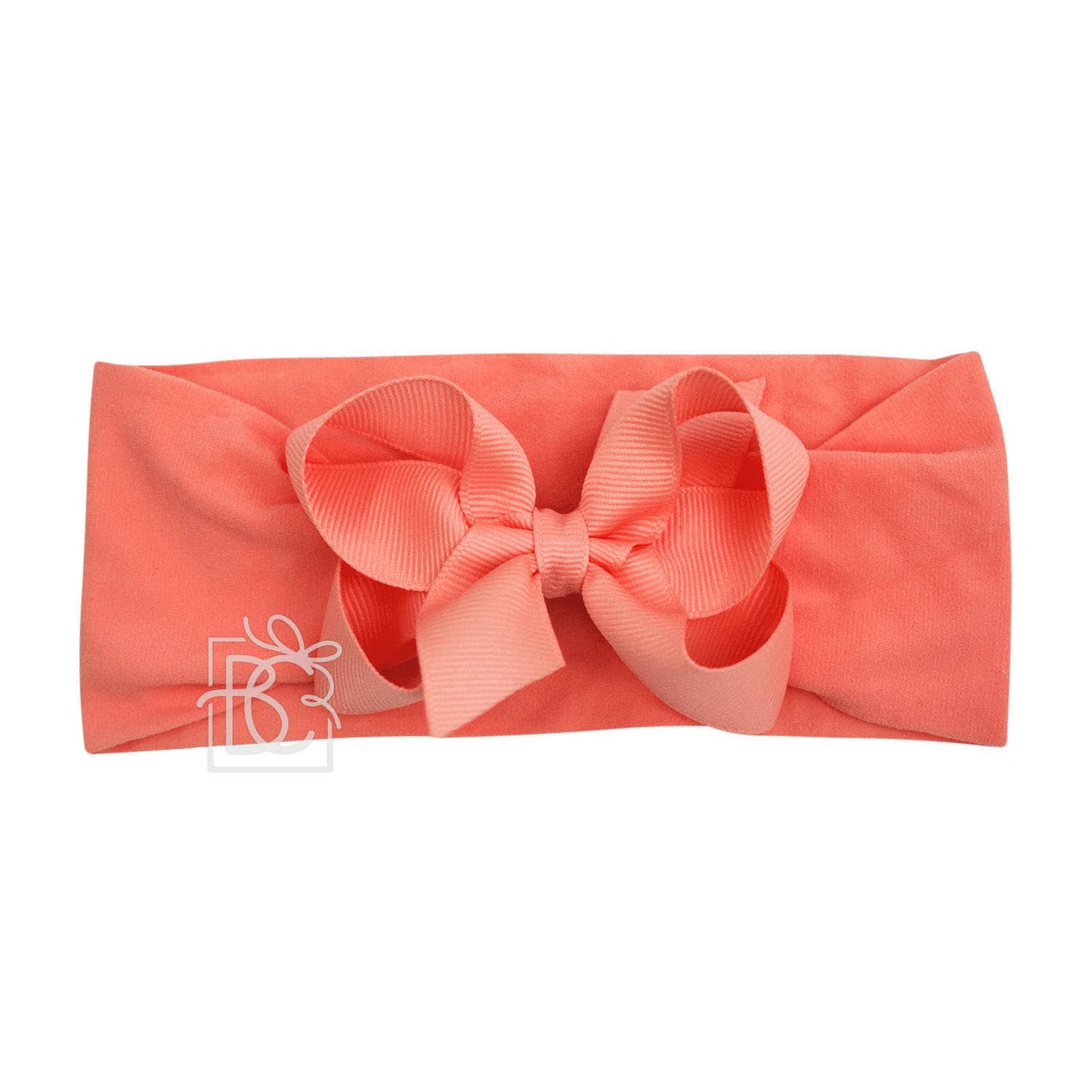 WIDE PANTYHOSE HEADBAND W/CLASSIC GROSGRAIN BOW: AQUAMARINE / 3+ Months / 4.5" Large