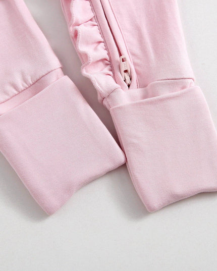 Dawn Ruffled Zippered Baby Romper | Pink