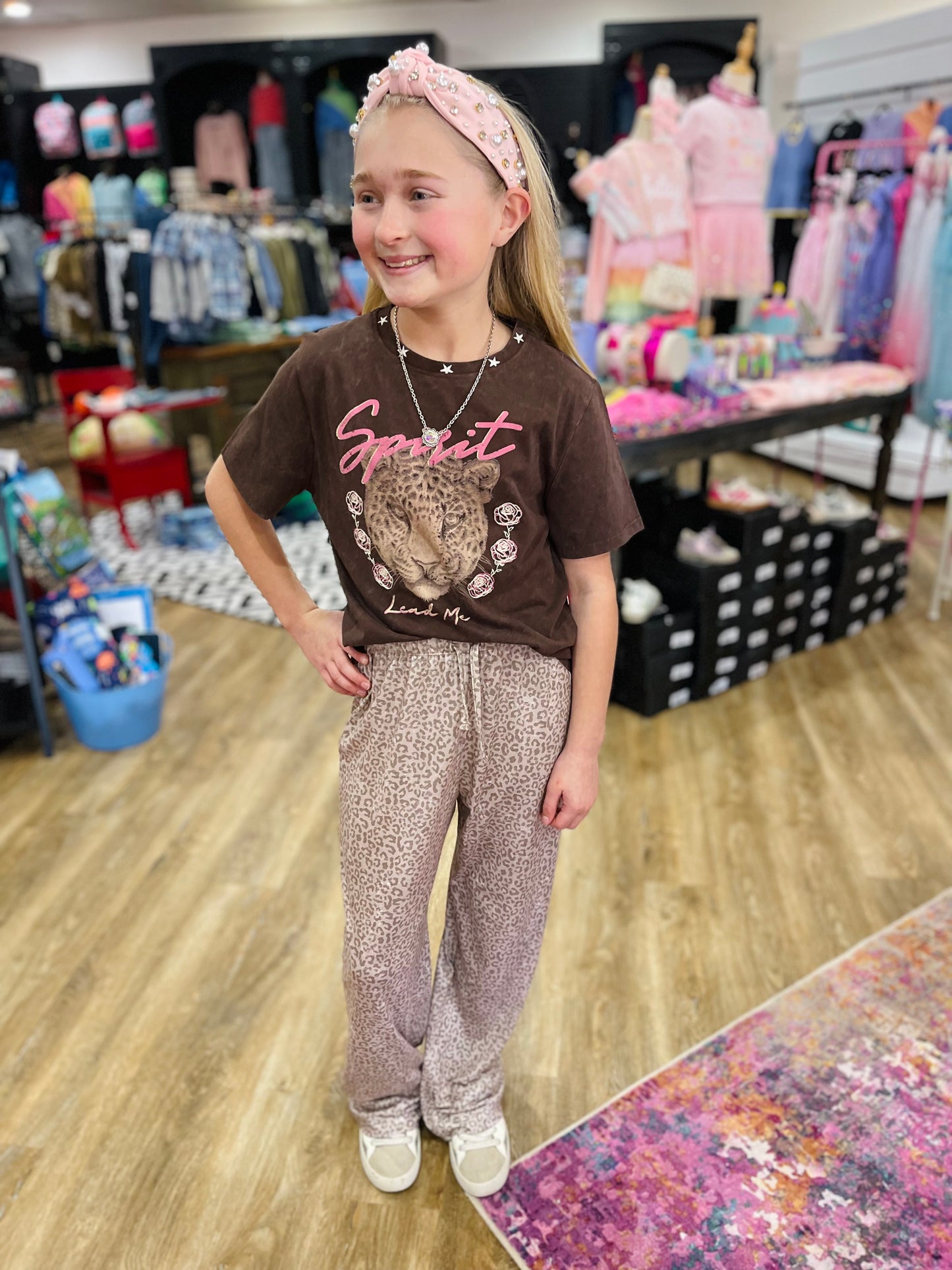 Distressed Animal Print Pants