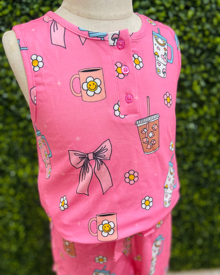 Girly Cups Pajama Set | Pink