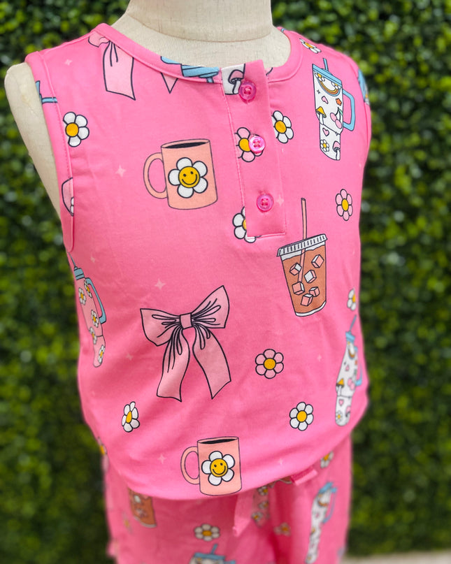 Girly Cups Pajama Set | Pink