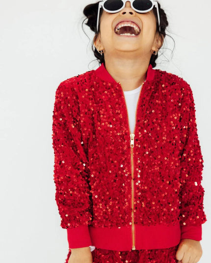 Red Sequin Velvet Jacket + Twirl Skort