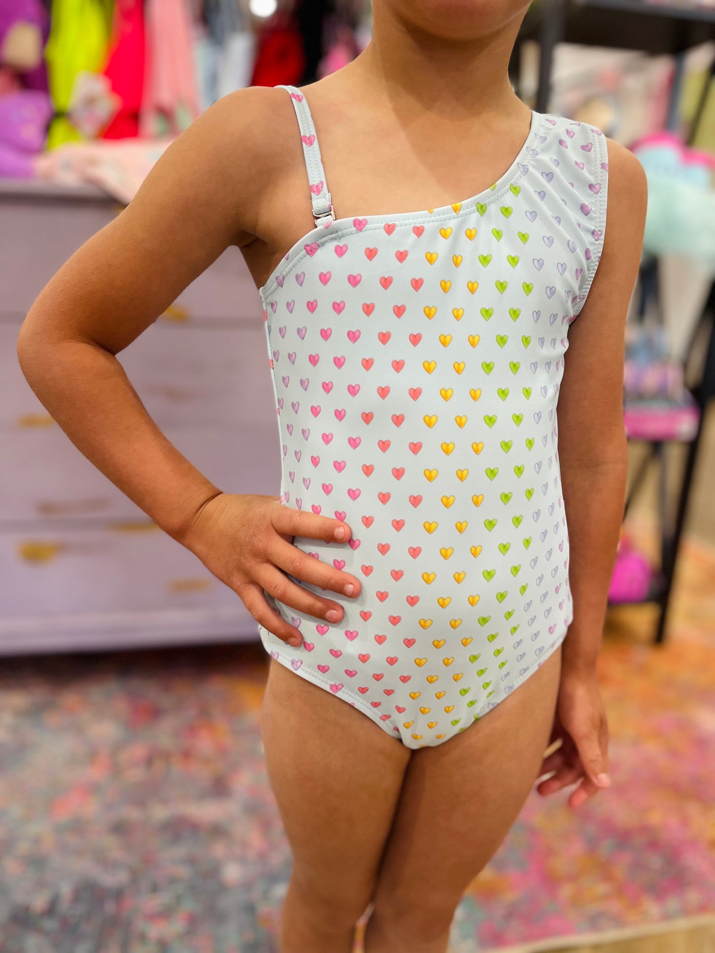 One Shoulder One Piece Swimsuit | Blue Hearts