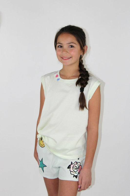Happy Face & Donut Front Tie Tank
