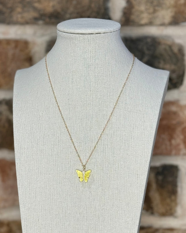 Yellow Butterfly Charm Necklace