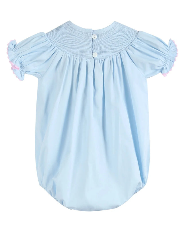 Blue & Pink Bow Smocked Bubble Romper