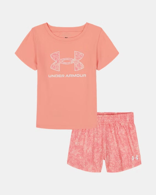 UA Printed Mesh Short Set | Coral