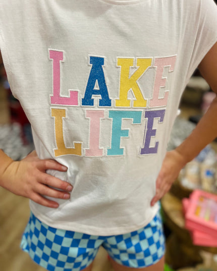 Lake Life Applique Top | White