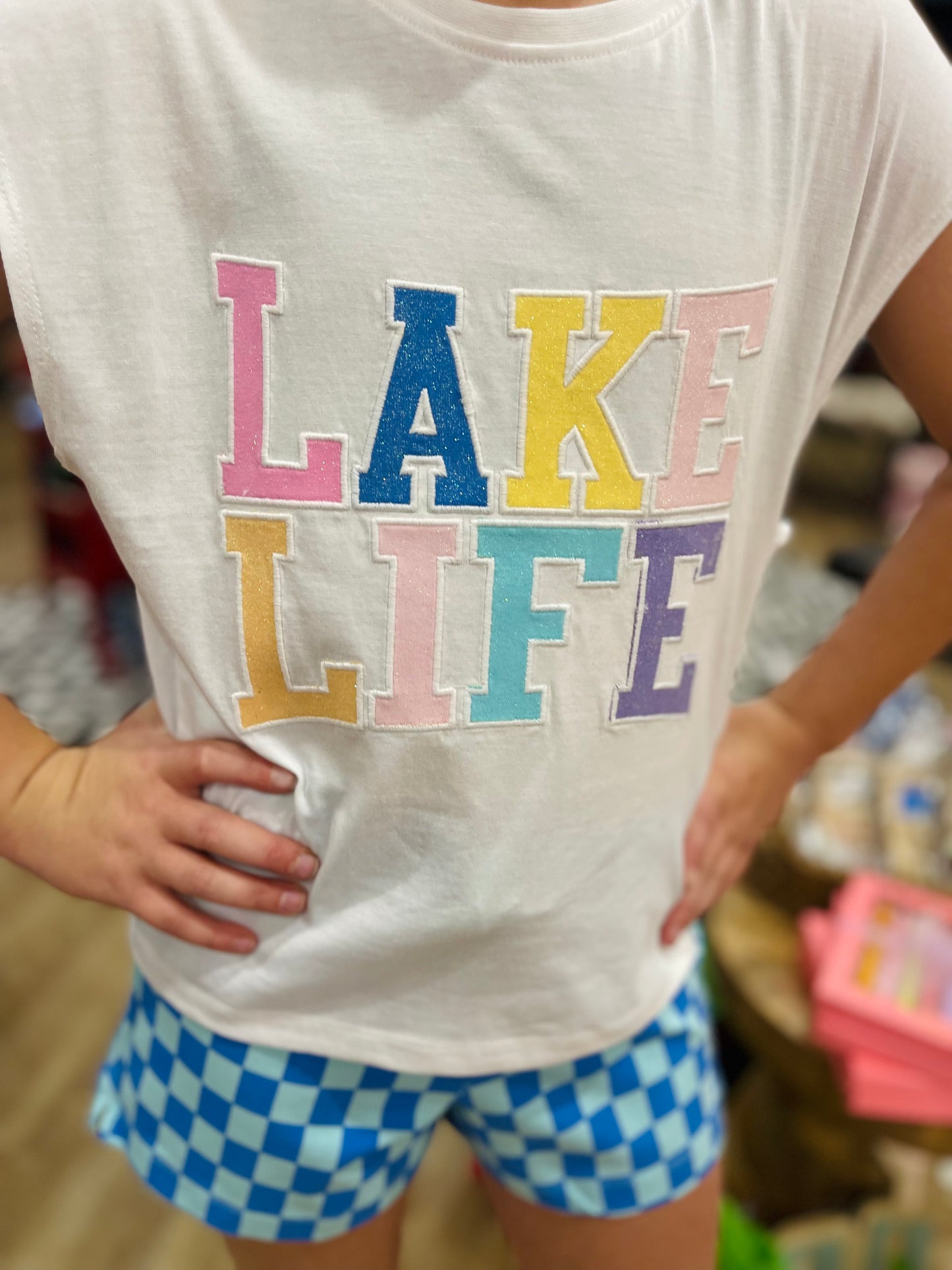 Lake Life Applique Top | White