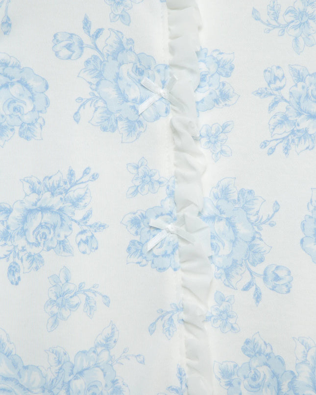 Roses Footie/Headband | Blue