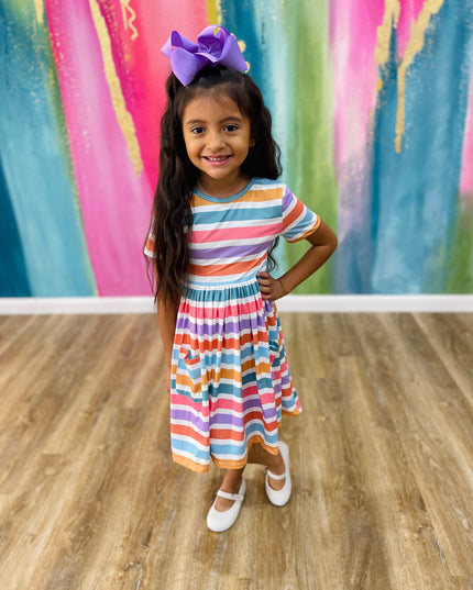Spring Stripes Twirl Dress