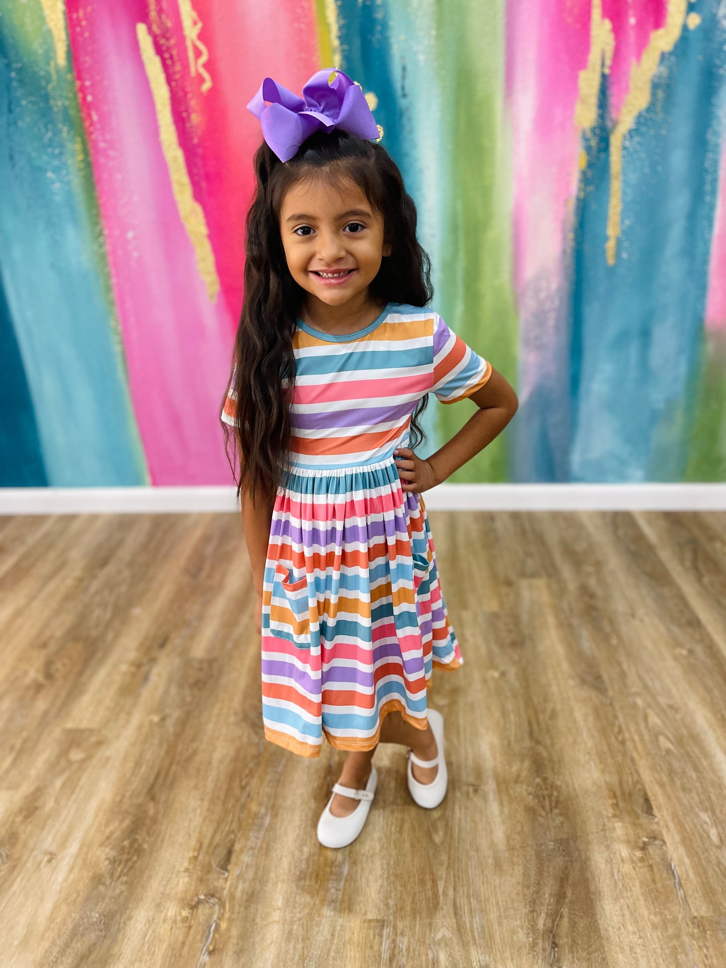 Spring Stripes Twirl Dress