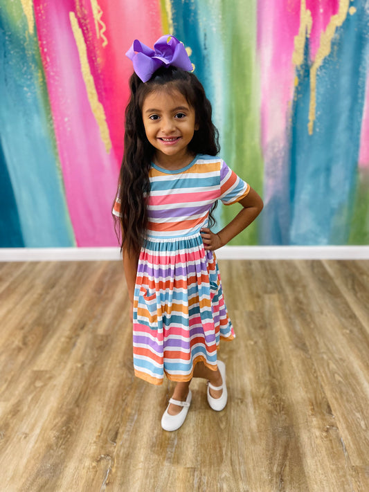 Spring Stripes Twirl Dress