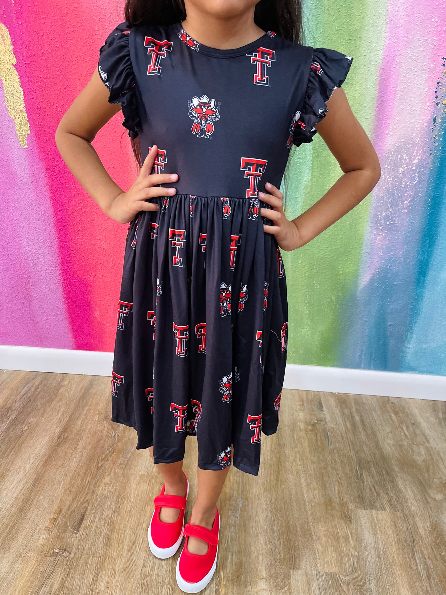 Texas Tech Red Raider Flutter Twirl Dress | Black