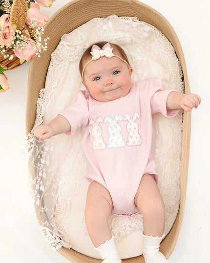 Floral Bunny Patch Bubble Romper