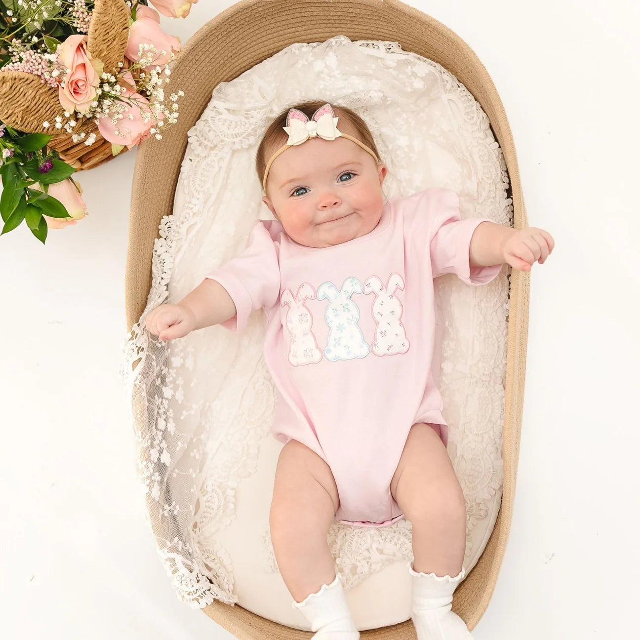 Floral Bunny Patch Bubble Romper