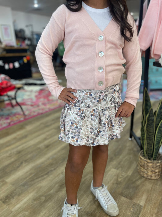 Painted Satin Tiered Bubble Skirt