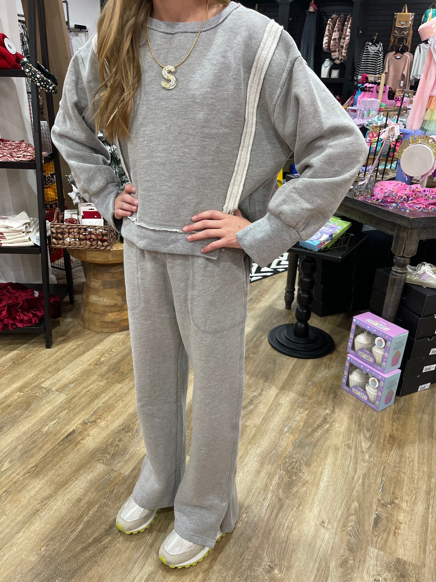 Cotton Fleece Boxy Hi-Lo Contract Pullover | Grey