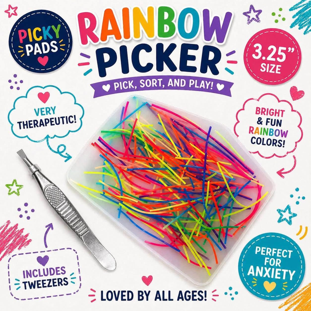 Neon String Picky Pad (Tweezers Included)