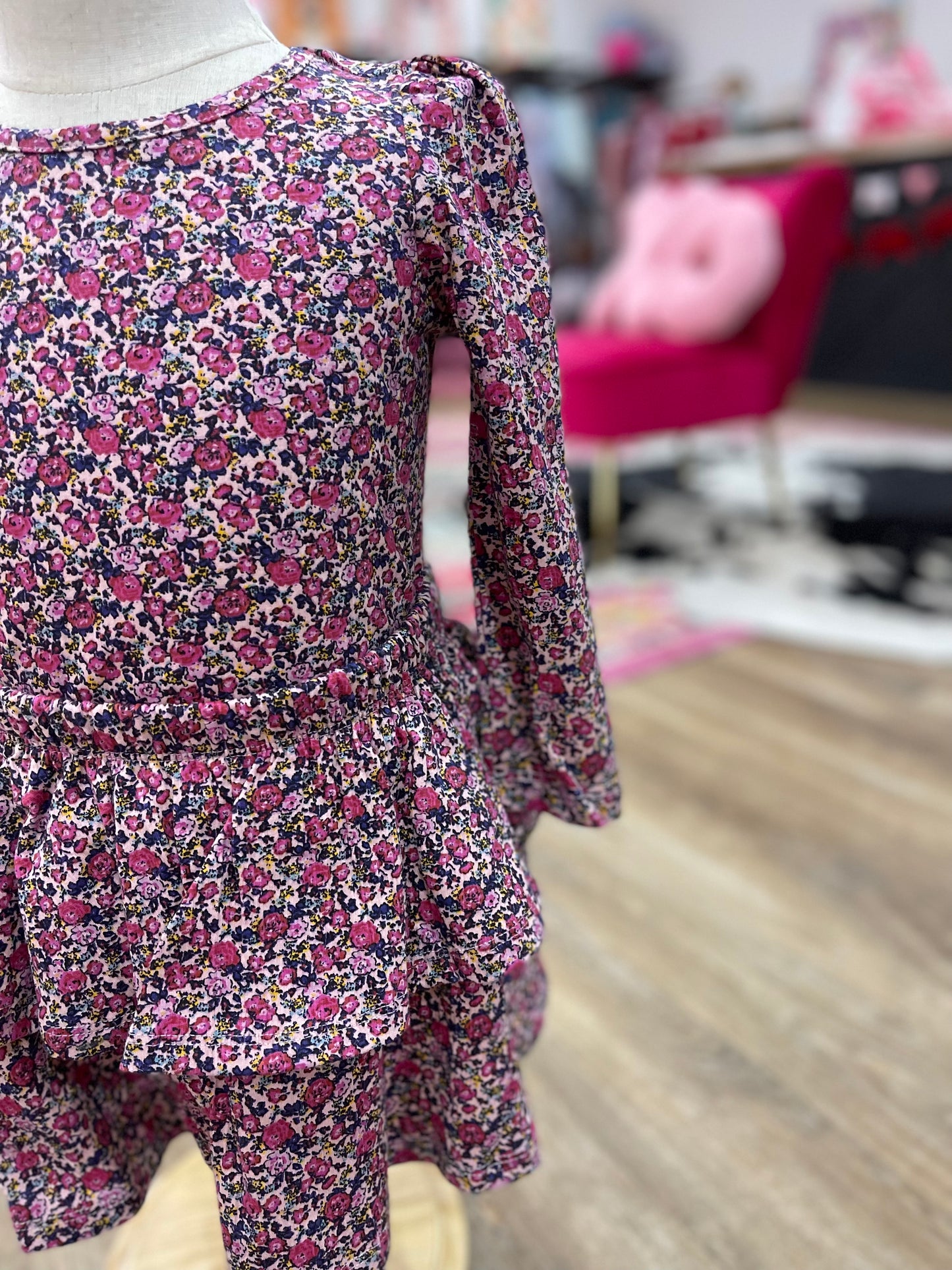 Floral Knit Peplum Top + Ruffle Skirt Set