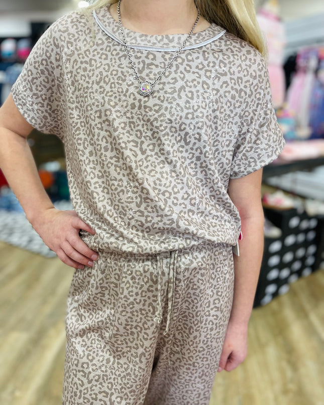 Distressed Animal Print Top w Crossed Back