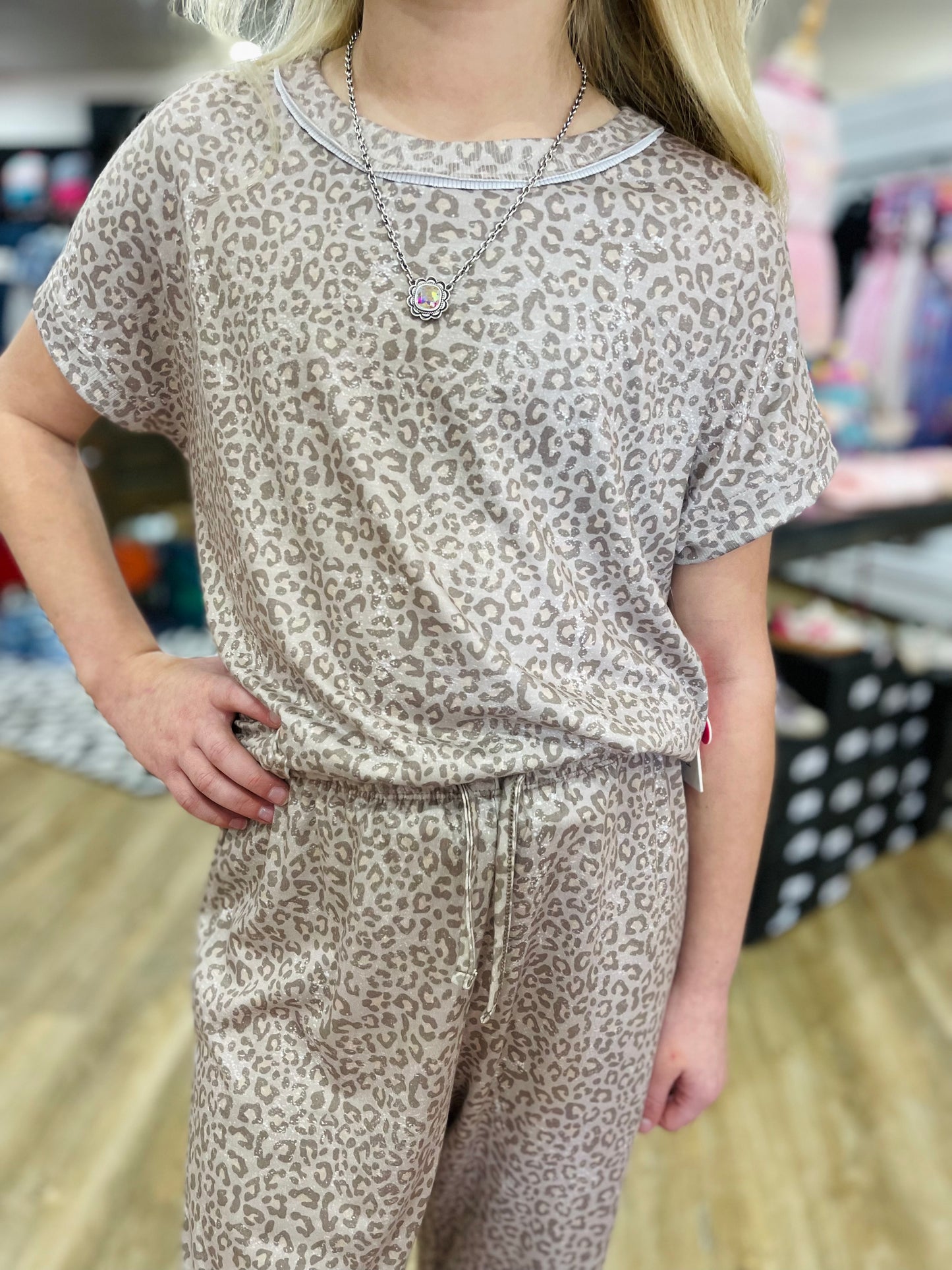 Distressed Animal Print Top w Crossed Back