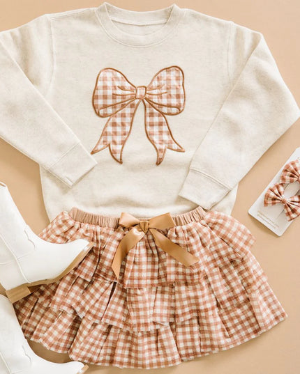 Gingham Bow Patch Sweatshirt
