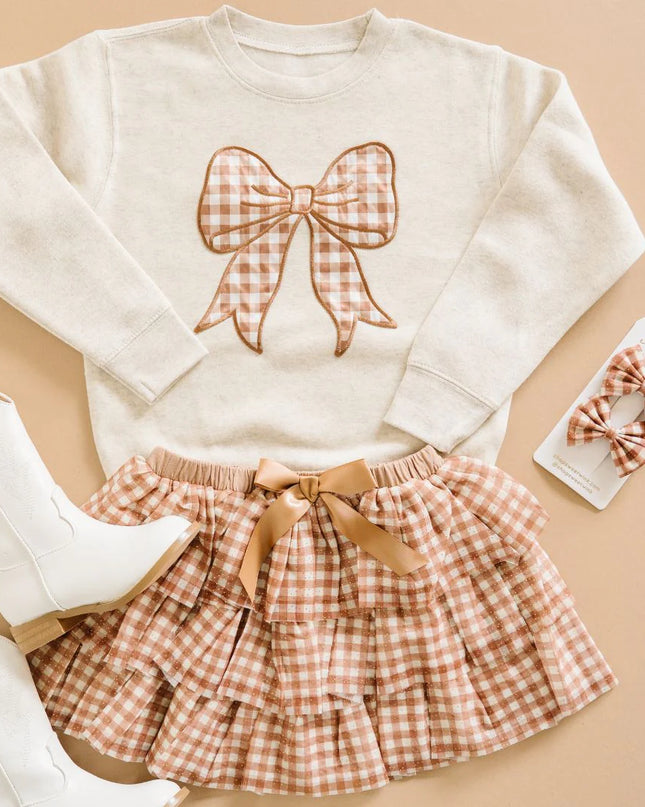 Gingham Bow Patch Sweatshirt