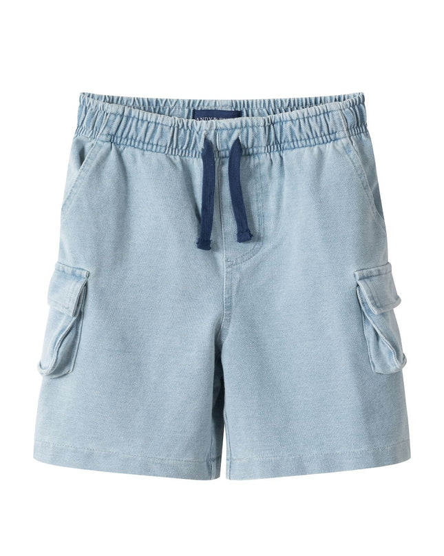 Washed Knit Denim Shorts | Blue