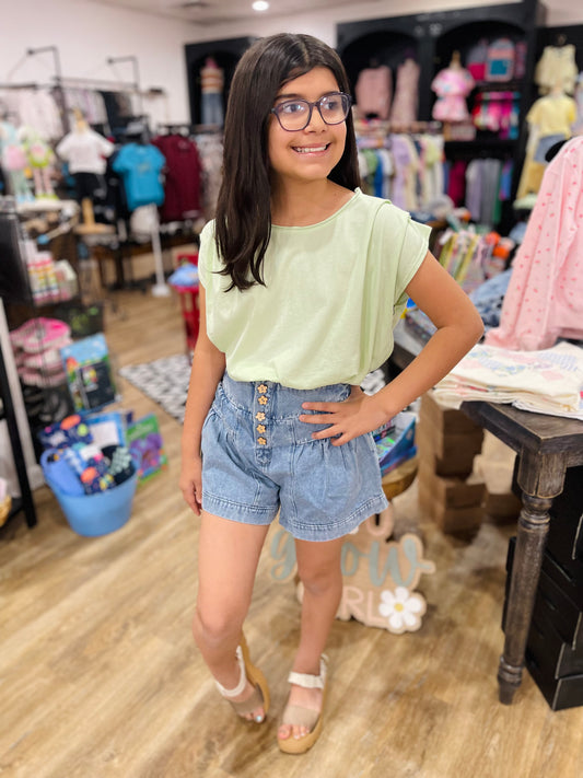 Shoulder Pleat Tank | Mint