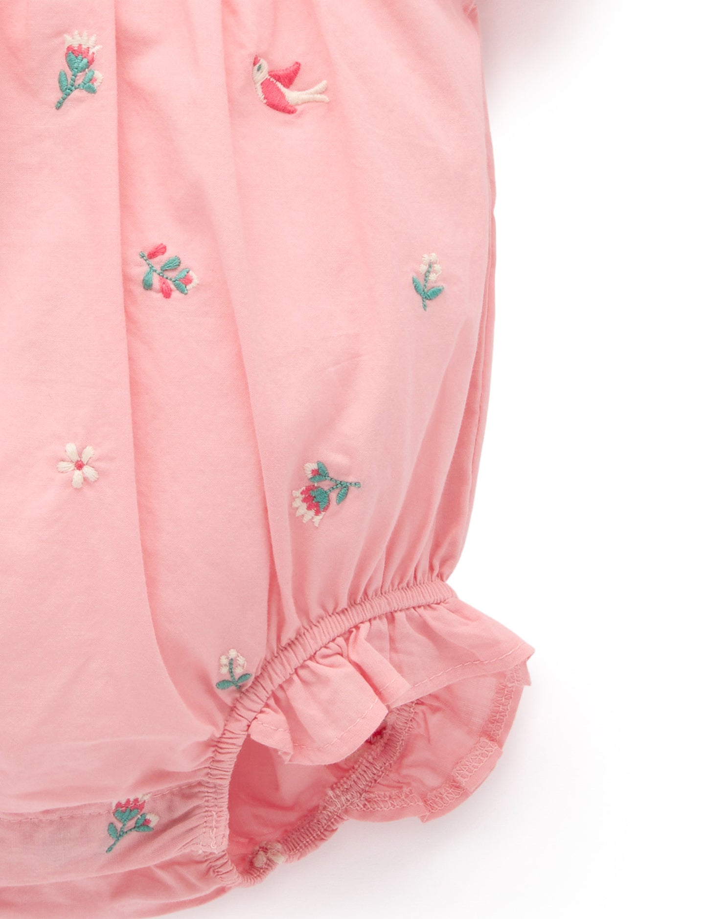 Pink Ruffled Embroidered Bodysuit