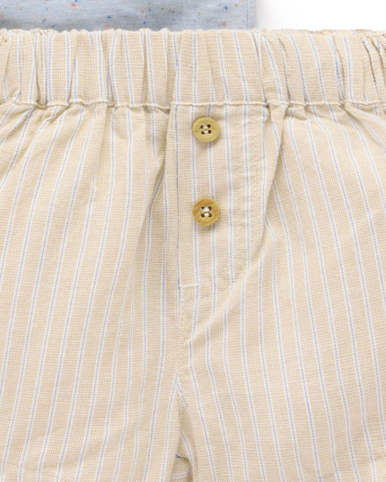 Donkey Linen Blend Short and Tee Set | Blue