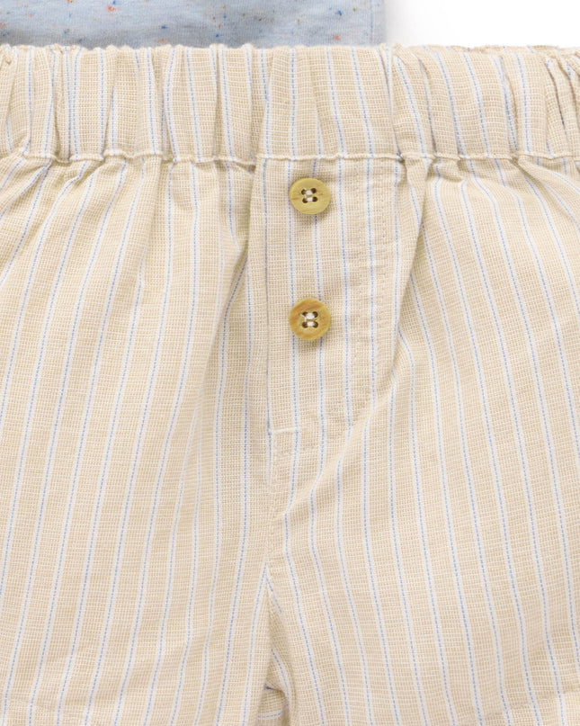 Donkey Linen Blend Short and Tee Set | Blue