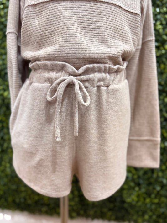Cozy Jersey High Waist Shorts | Latte