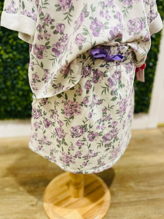 Floral Print Skort | Purple & White