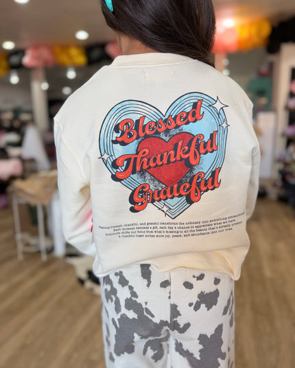 Forever Grateful Back Graphic Sweatshirt | Eggnog