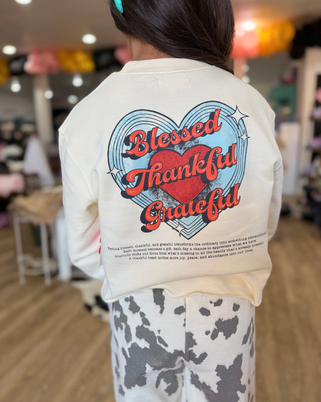 Forever Grateful Back Graphic Sweatshirt | Eggnog