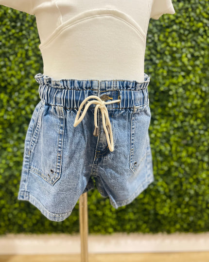 Paperbag Waist Tie Shorts | Light Indigo