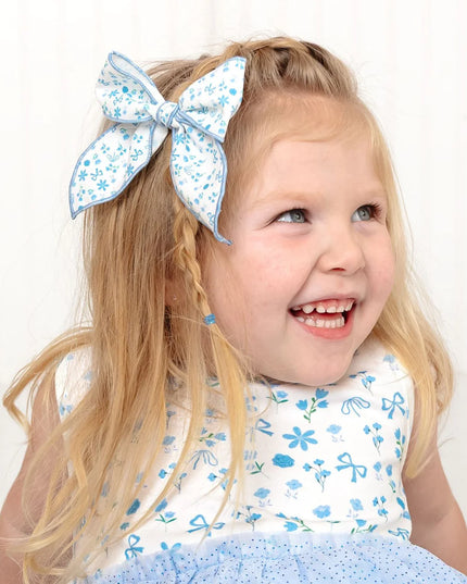 Sky Floral Bow Clip