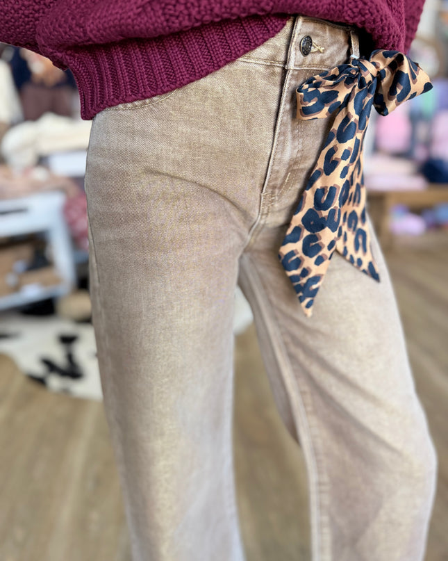 Wide Leg Jeans | Lurex Khaki