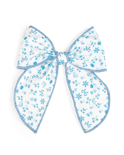 Sky Floral Bow Clip